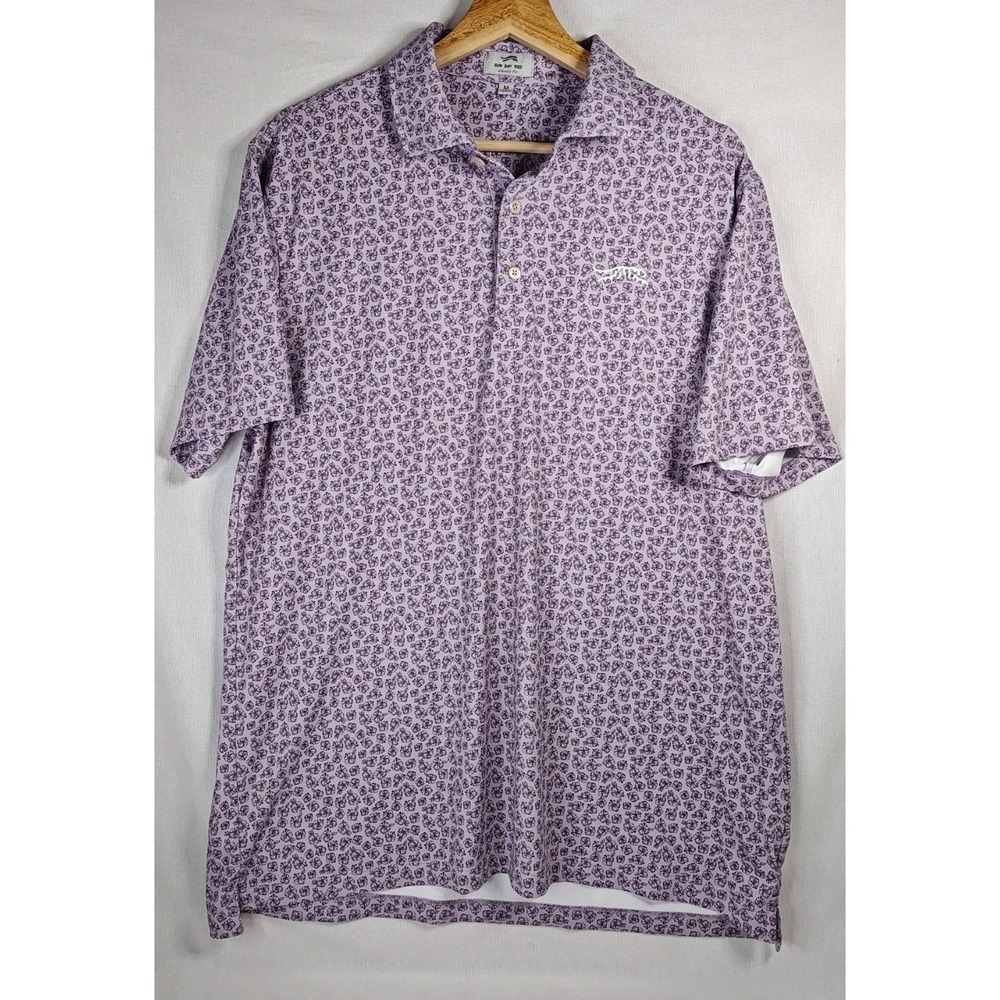 Sun Day Red Golf Polo Men's Medium Pink Floral Tiger Woods Shirt LVCC Logo Vegas